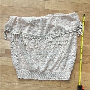 Cream Crochet Fringe Top